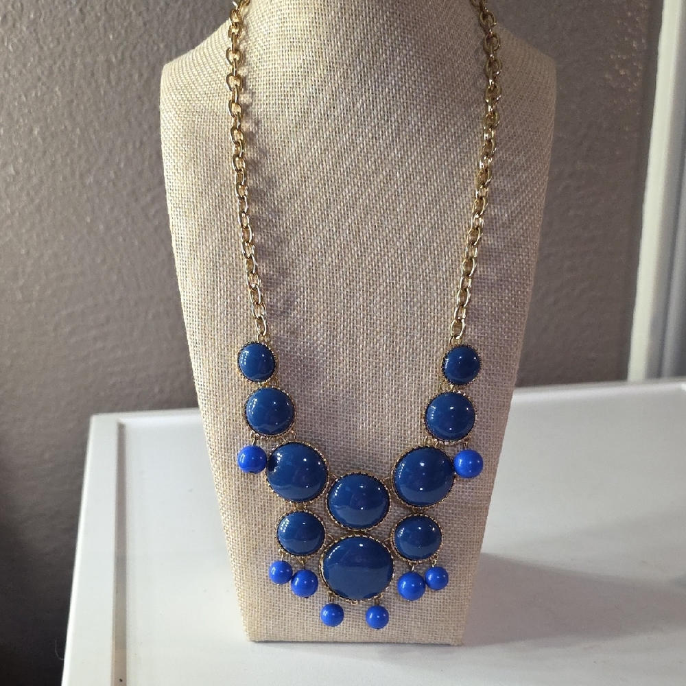 Vintage Blue Bubble Statement Necklace